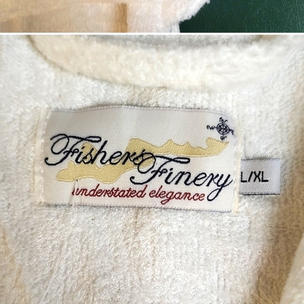 Fishers Finery BATH COZY Robe Bamboo Viscose / Cotton White L/ XL UNISEX NWT - Picture 6 of 8